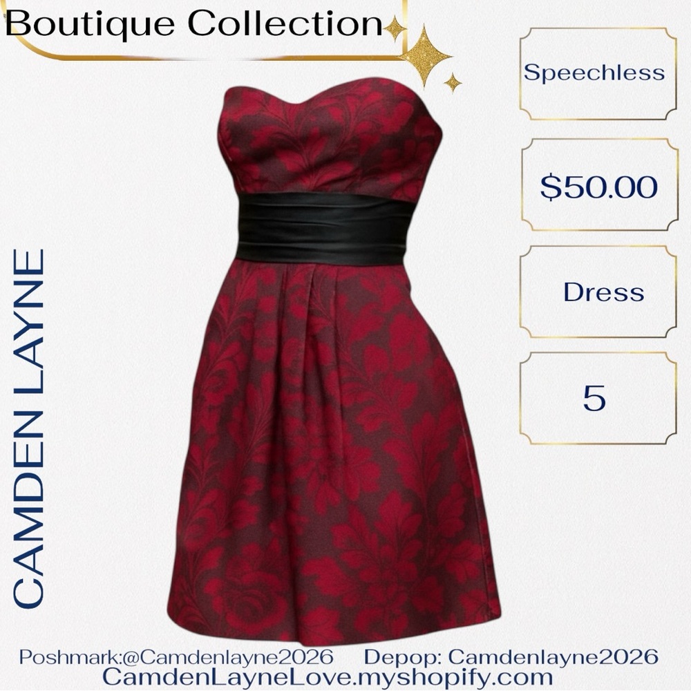 Vintage Speechless Burgundy Strapless Dress - Picture 2 of 13